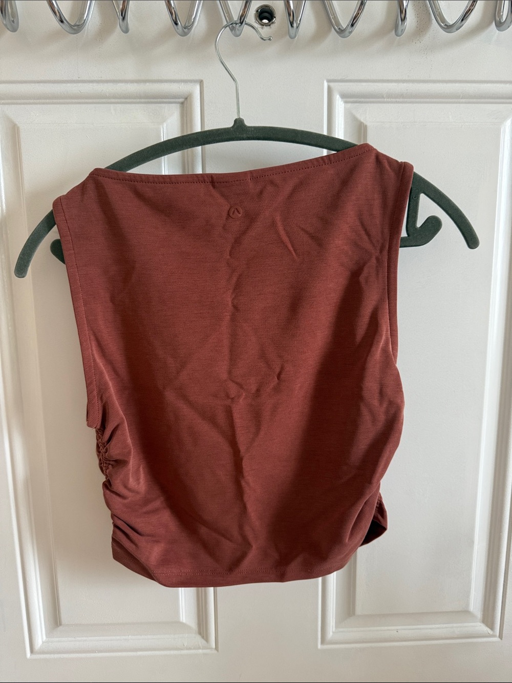 Boatneck Ruched Side Tank Top - Rust - Picture 2 of 3